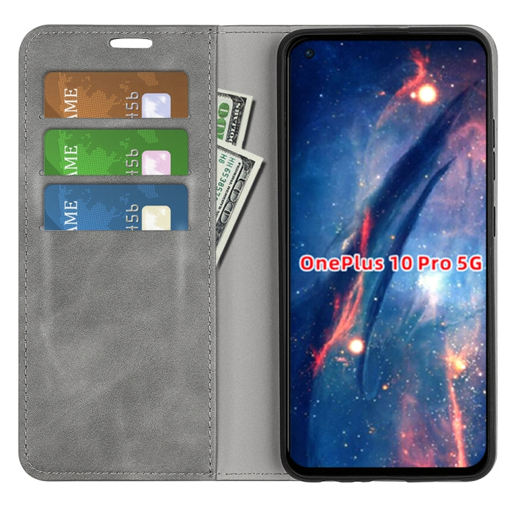 For OnePlus 10 Pro 5G Retro-skin Magnetic Suction Phone Leather Case with Holder & Card Slots & Wallet