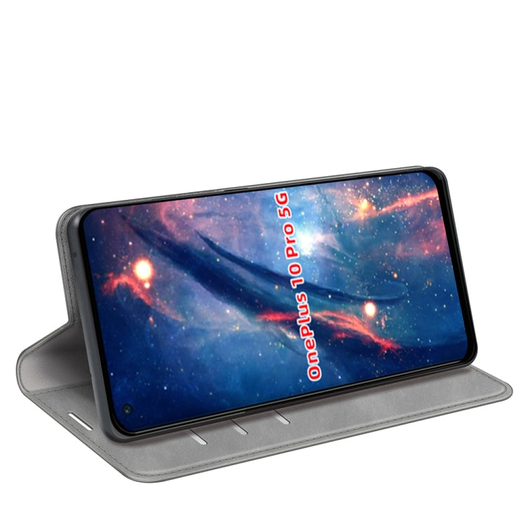 For OnePlus 10 Pro 5G Retro-skin Magnetic Suction Phone Leather Case with Holder & Card Slots & Wallet