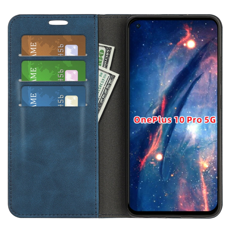 For OnePlus 10 Pro 5G Retro-skin Magnetic Suction Phone Leather Case with Holder & Card Slots & Wallet