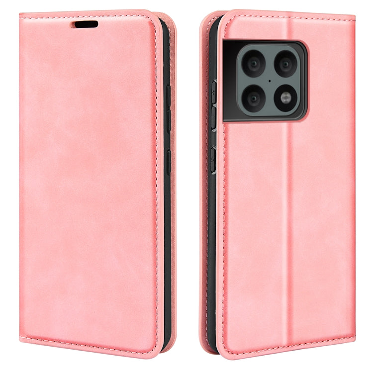 For OnePlus 10 Pro 5G Retro-skin Magnetic Suction Phone Leather Case with Holder & Card Slots & Wallet