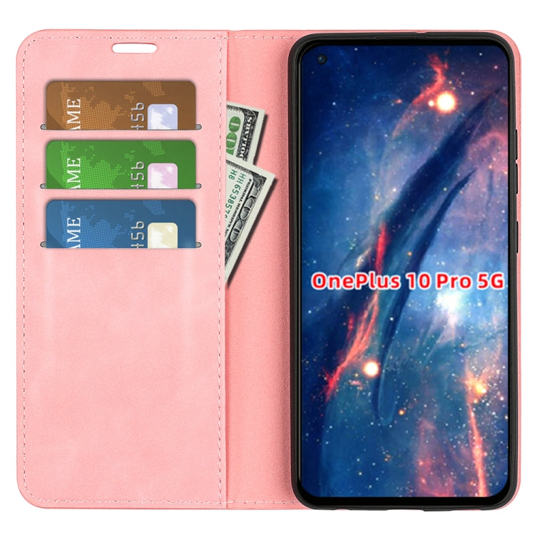 For OnePlus 10 Pro 5G Retro-skin Magnetic Suction Phone Leather Case with Holder & Card Slots & Wallet