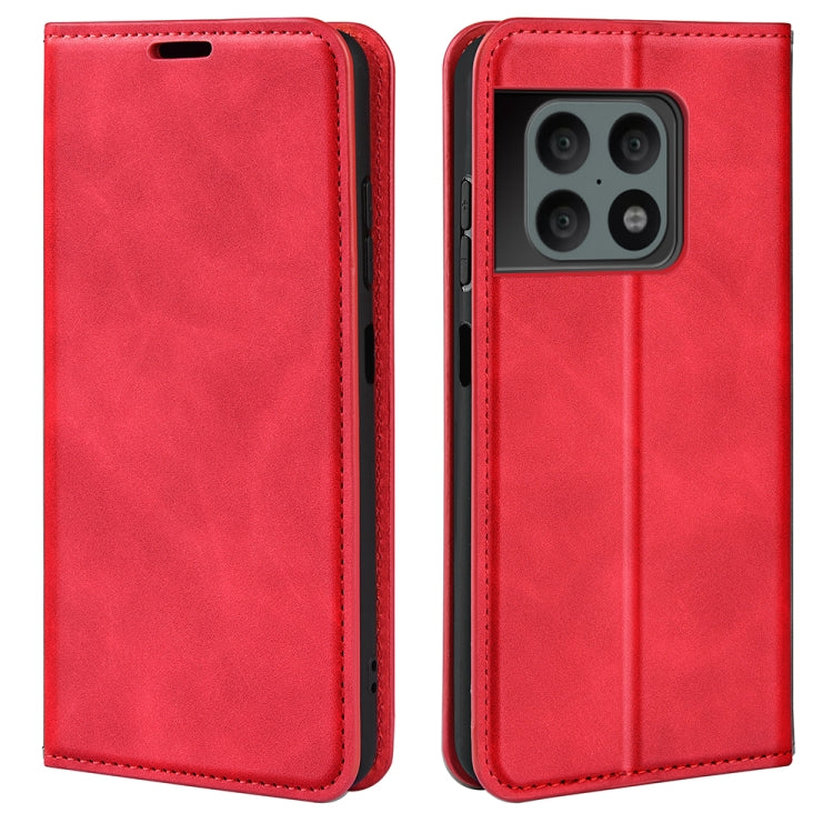 For OnePlus 10 Pro 5G Retro-skin Magnetic Suction Phone Leather Case with Holder & Card Slots & Wallet