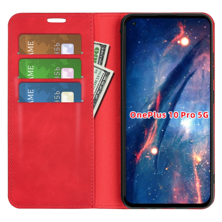 For OnePlus 10 Pro 5G Retro-skin Magnetic Suction Phone Leather Case with Holder & Card Slots & Wallet