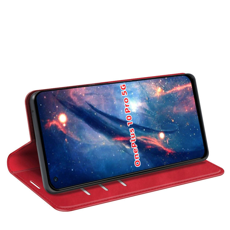 For OnePlus 10 Pro 5G Retro-skin Magnetic Suction Phone Leather Case with Holder & Card Slots & Wallet