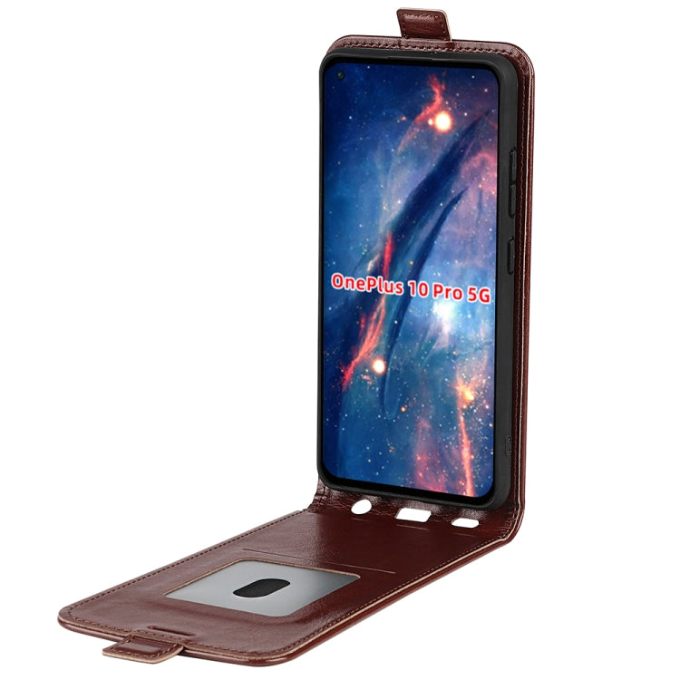 For OnePlus 10 Pro 5G R64 Texture Single Vertical Flip Leather Phone Protective Case with Card Slots & Photo Frame