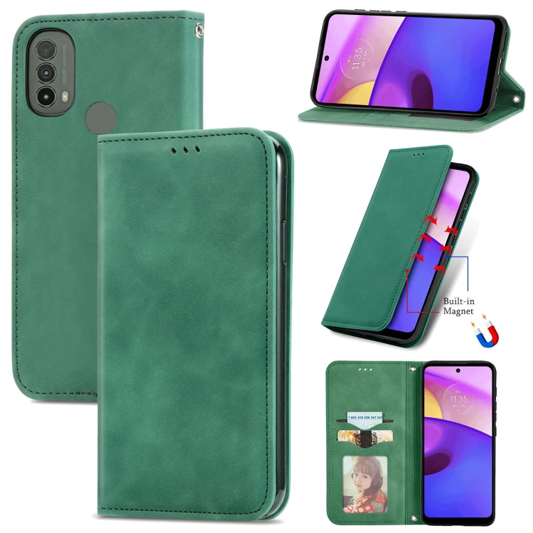 For Motorola Moto E40 Retro Skin Feel Magnetic Horizontal Flip Leather Case