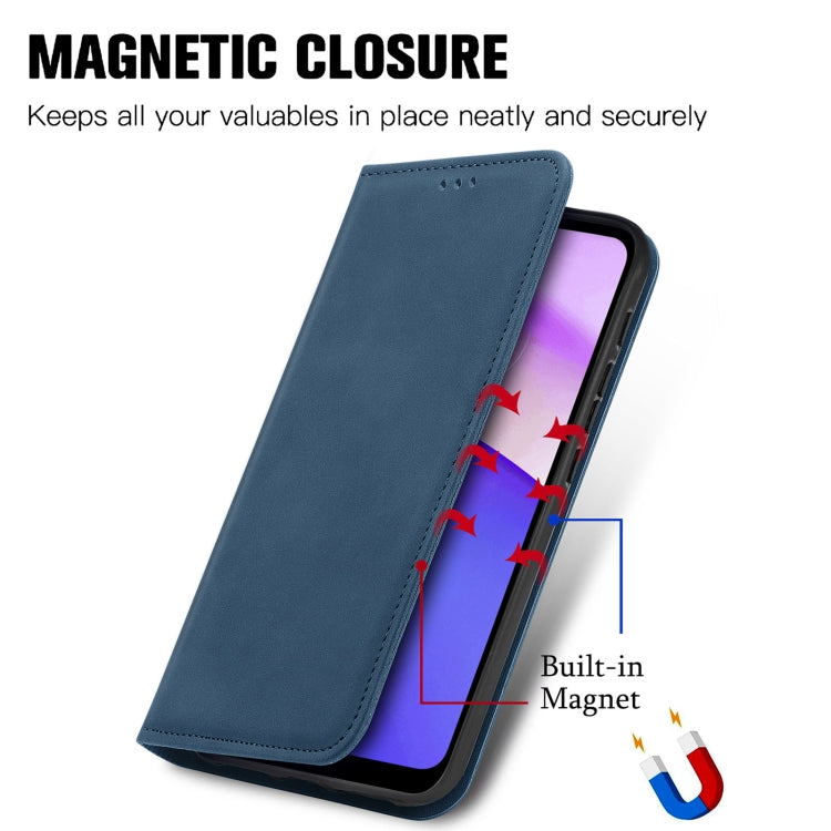 For Motorola Moto E40 Retro Skin Feel Magnetic Horizontal Flip Leather Case
