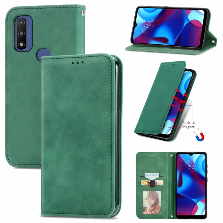 For Motorola Moto G Pure Retro Skin Feel Magnetic Horizontal Flip Leather Case