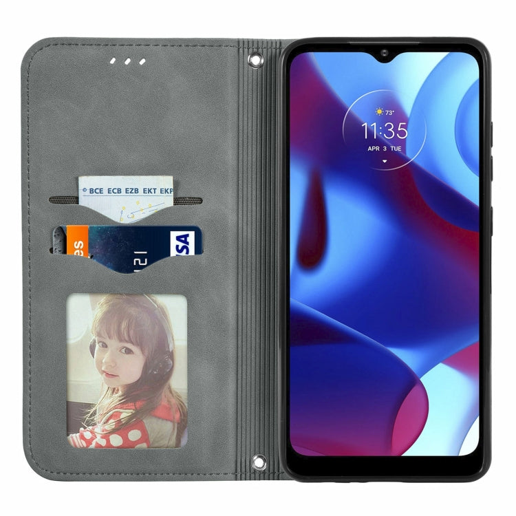 For Motorola Moto G Pure Retro Skin Feel Magnetic Horizontal Flip Leather Case