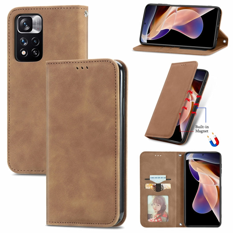 For Xiaomi Redmi Note 11 Pro China /11 Pro+ Retro Skin Feel Magnetic Horizontal Flip Leather Case