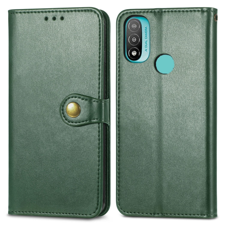 For Motorola Moto E20 Retro Solid Color Buckle Leather Phone Case