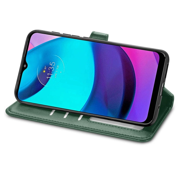 For Motorola Moto E20 Retro Solid Color Buckle Leather Phone Case