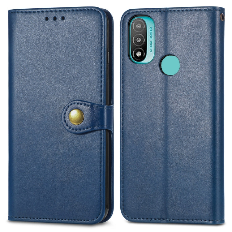 For Motorola Moto E20 Retro Solid Color Buckle Leather Phone Case