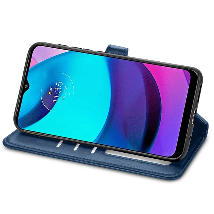 For Motorola Moto E20 Retro Solid Color Buckle Leather Phone Case