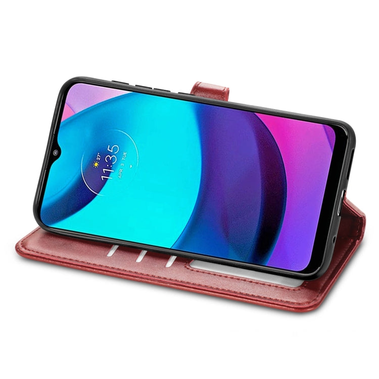 For Motorola Moto E20 Retro Solid Color Buckle Leather Phone Case