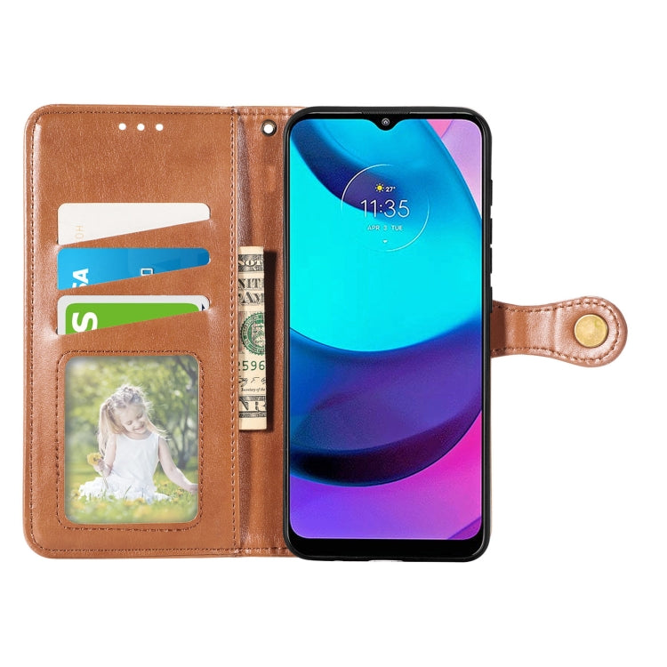 For Motorola Moto E20 Retro Solid Color Buckle Leather Phone Case