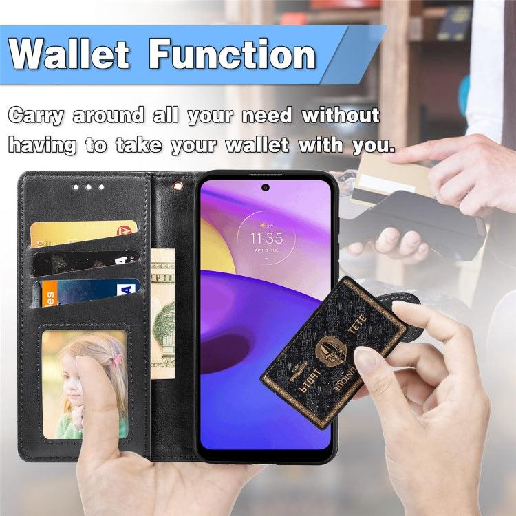 For Motorola Moto E40 Retro Solid Color Buckle Leather Phone Case