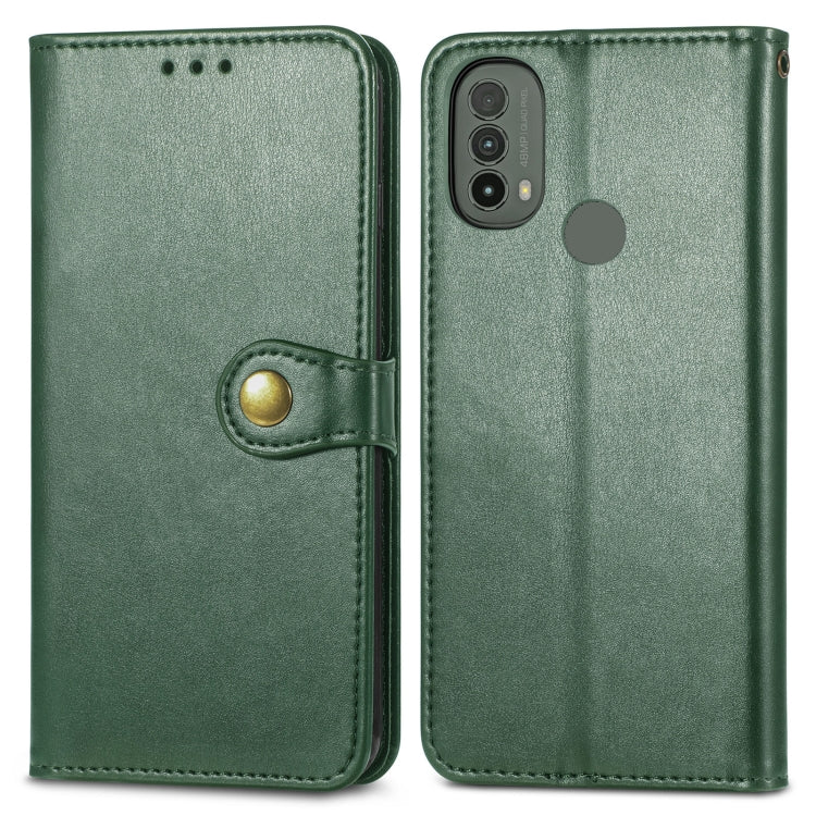 For Motorola Moto E40 Retro Solid Color Buckle Leather Phone Case