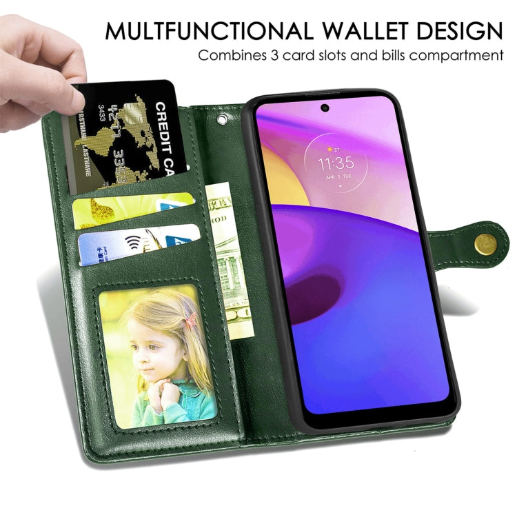 For Motorola Moto E40 Retro Solid Color Buckle Leather Phone Case