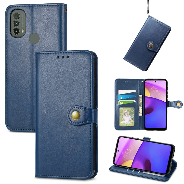For Motorola Moto E40 Retro Solid Color Buckle Leather Phone Case