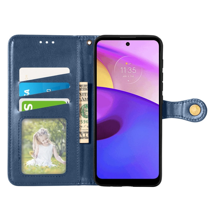 For Motorola Moto E40 Retro Solid Color Buckle Leather Phone Case