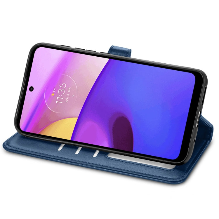 For Motorola Moto E40 Retro Solid Color Buckle Leather Phone Case