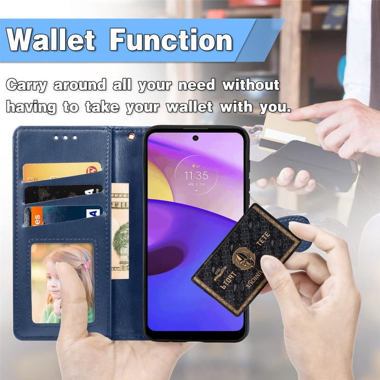 For Motorola Moto E40 Retro Solid Color Buckle Leather Phone Case