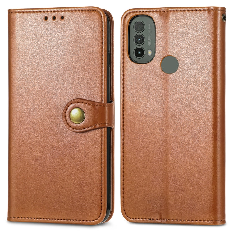 For Motorola Moto E40 Retro Solid Color Buckle Leather Phone Case