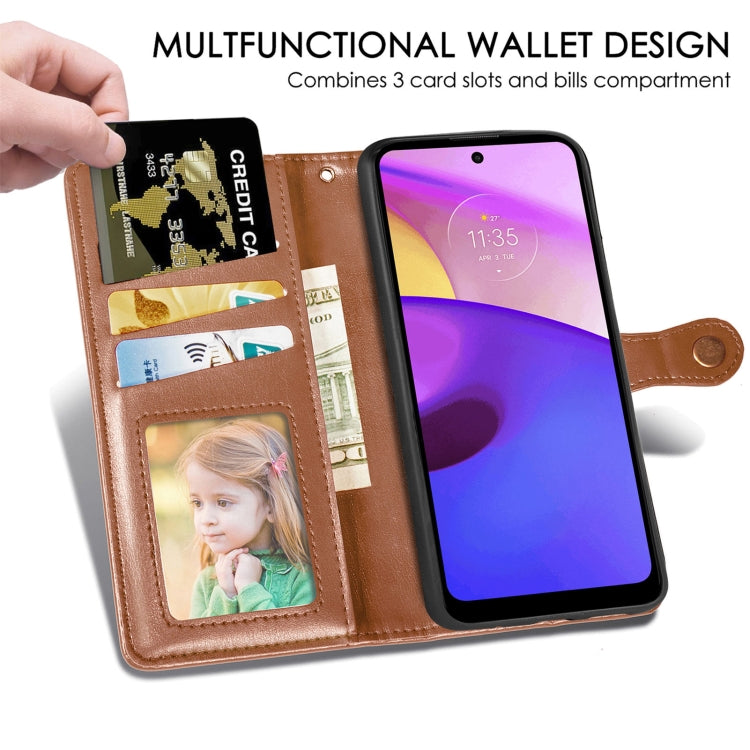 For Motorola Moto E40 Retro Solid Color Buckle Leather Phone Case