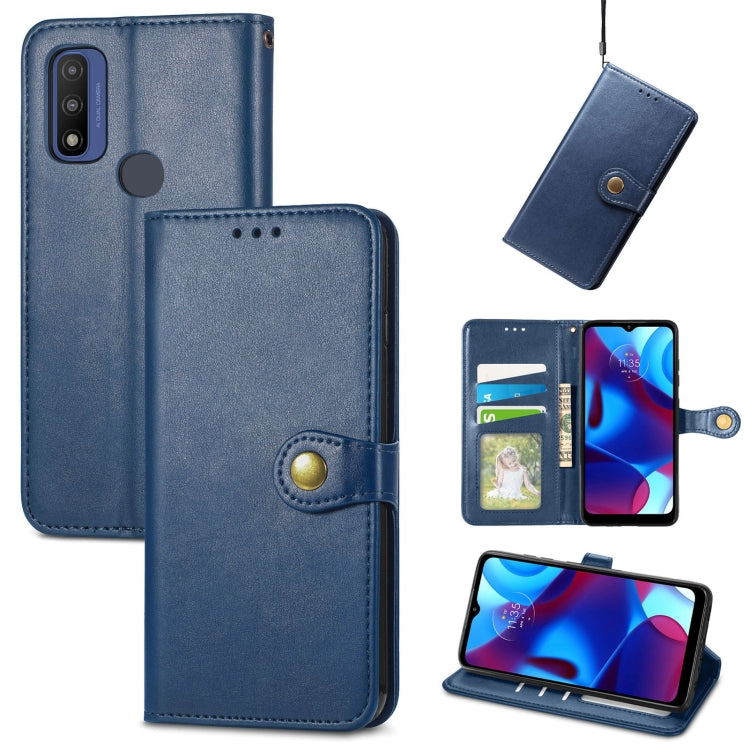 For Motorola Moto G Pure Retro Solid Color Buckle Leather Phone Case