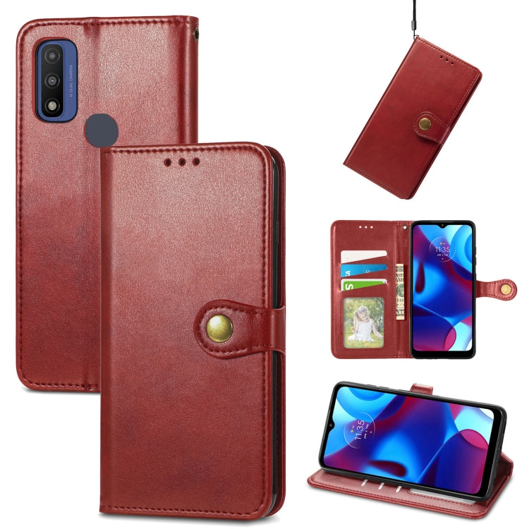 For Motorola Moto G Pure Retro Solid Color Buckle Leather Phone Case