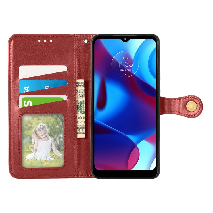 For Motorola Moto G Pure Retro Solid Color Buckle Leather Phone Case