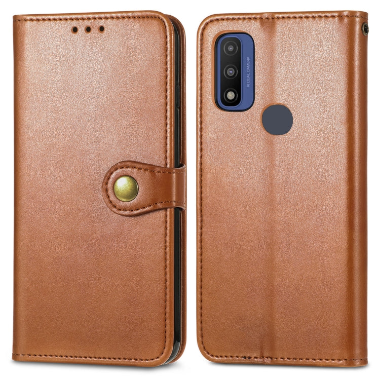 For Motorola Moto G Pure Retro Solid Color Buckle Leather Phone Case
