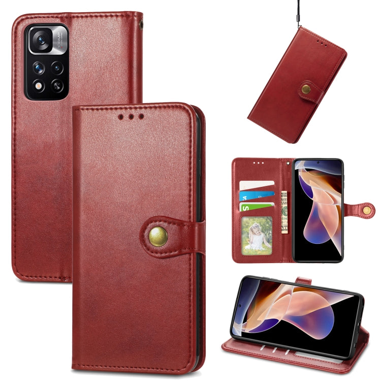 For Xiaomi Redmi Note 11 Pro / 11 Pro+ Retro Solid Color Buckle Leather Phone Case