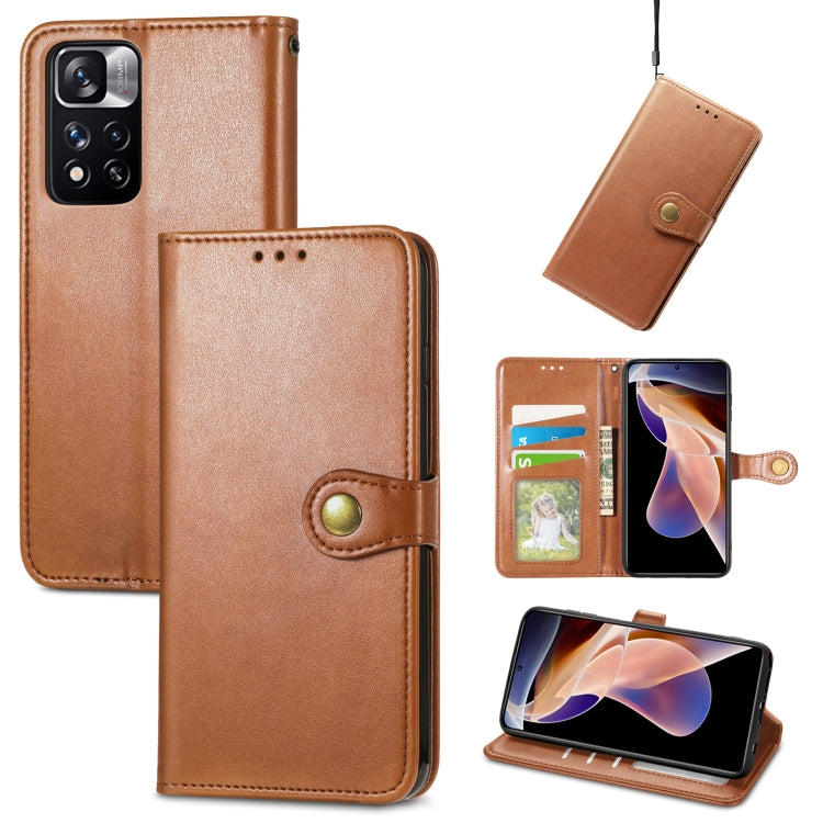 For Xiaomi Redmi Note 11 Pro / 11 Pro+ Retro Solid Color Buckle Leather Phone Case