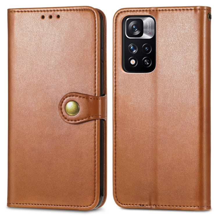 For Xiaomi Redmi Note 11 Pro / 11 Pro+ Retro Solid Color Buckle Leather Phone Case