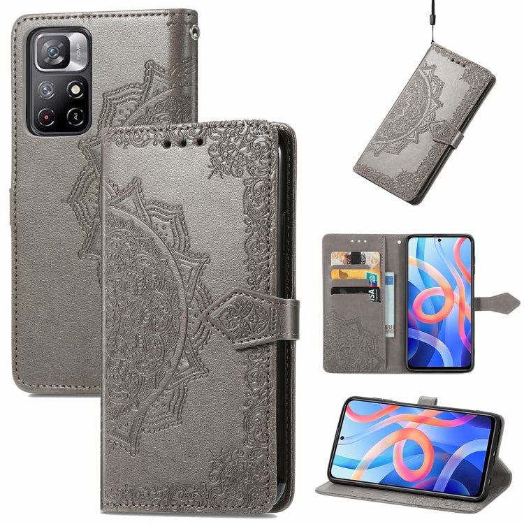 Mandala Flower Embossed Flip Leather Phone Case For Xiaomi Redmi Note 11