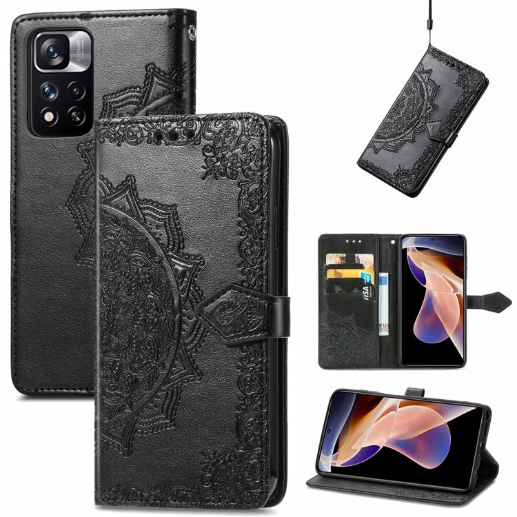 Mandala Flower Embossed Flip Leather Phone Case For Xiaomi Redmi Note 11 Pro / 11 Pro+