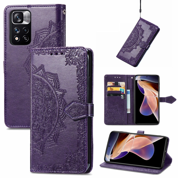 Mandala Flower Embossed Flip Leather Phone Case For Xiaomi Redmi Note 11 Pro / 11 Pro+