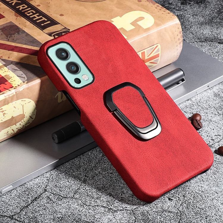 For OnePlus Nord 2 5G Ring Holder PU Phone Case