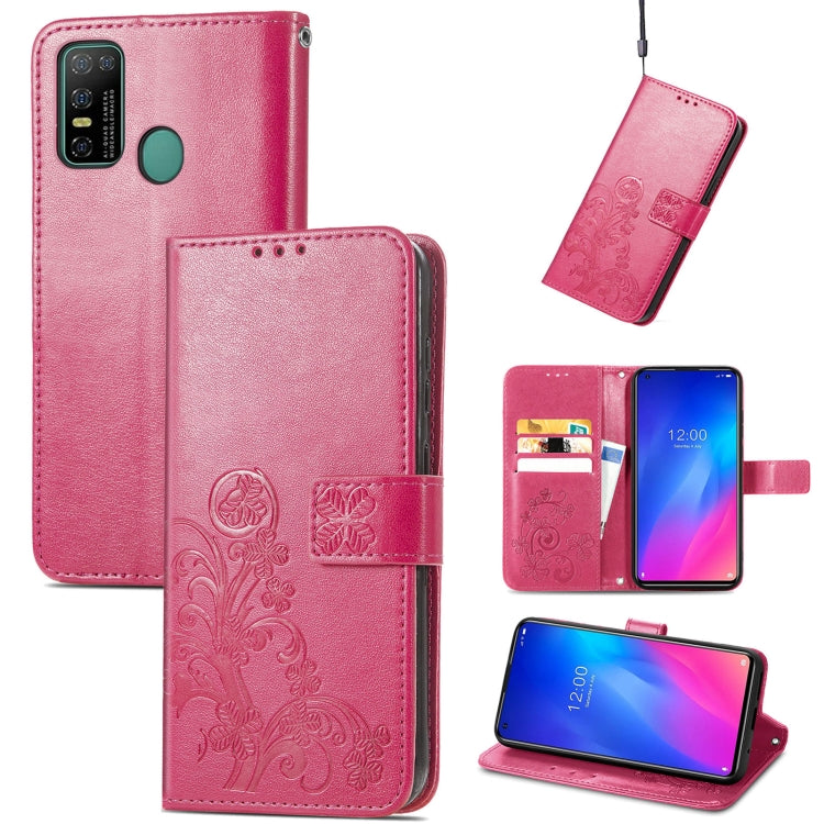 For Doogee N30 Four-leaf Clasp Embossed Buckle Mobile Phone Protection Leather Case