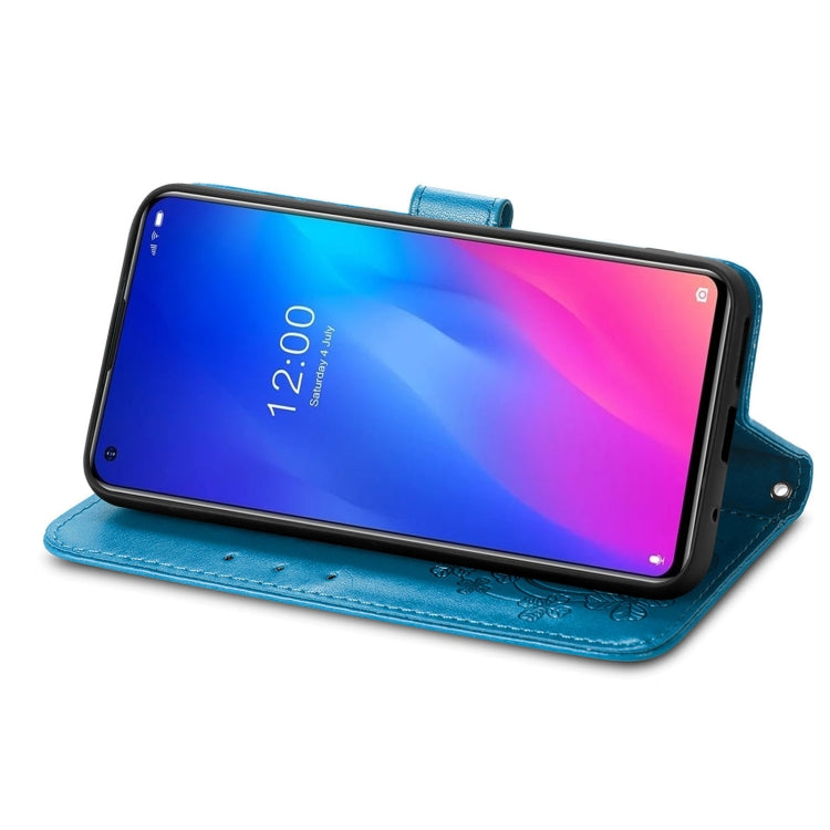 For Doogee N30 Four-leaf Clasp Embossed Buckle Mobile Phone Protection Leather Case