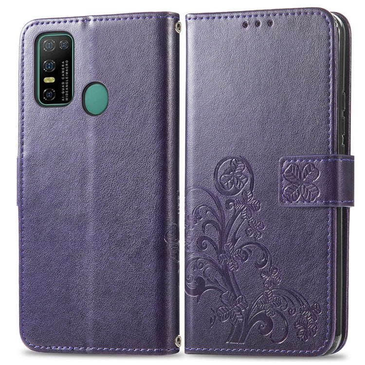 For Doogee N30 Four-leaf Clasp Embossed Buckle Mobile Phone Protection Leather Case