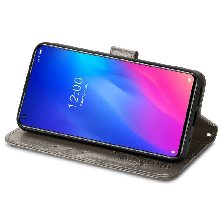 For Doogee N30 Four-leaf Clasp Embossed Buckle Mobile Phone Protection Leather Case