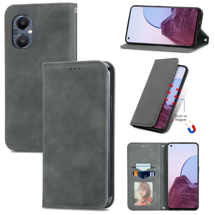 For OnePlus Nord N20 5G Retro Skin Feel Magnetic Leather Case