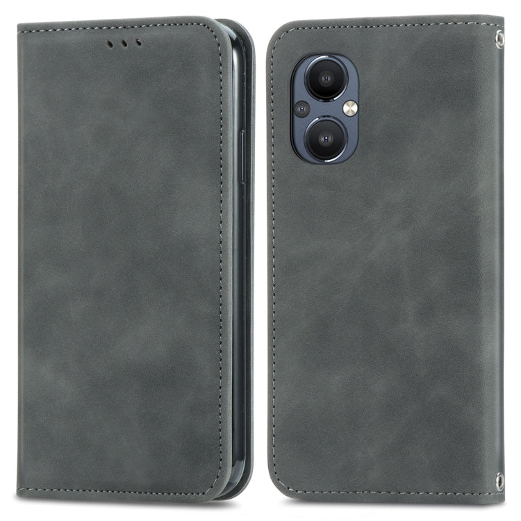For OnePlus Nord N20 5G Retro Skin Feel Magnetic Leather Case