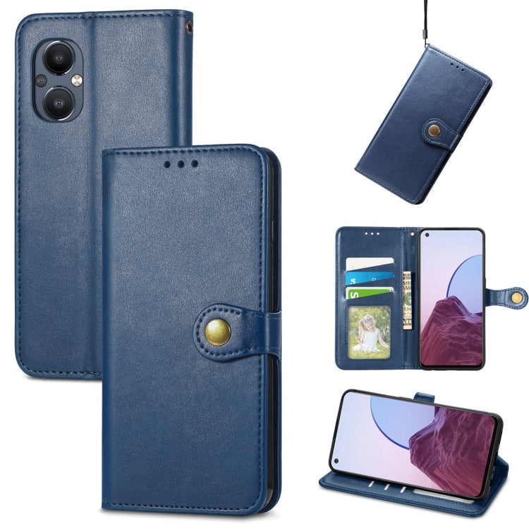 For OnePlus Nord N20 5G Solid Color Leather Buckle Phone Case