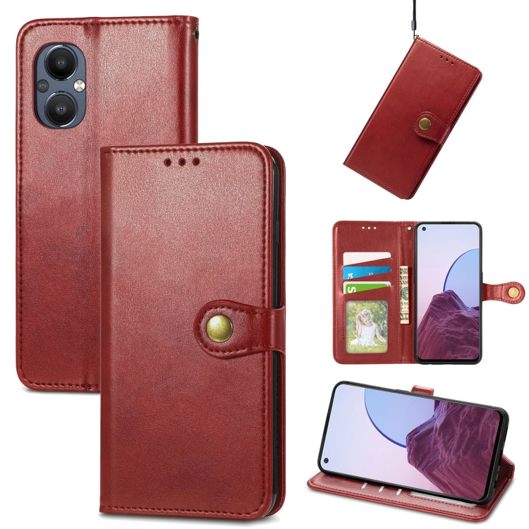 For OnePlus Nord N20 5G Solid Color Leather Buckle Phone Case