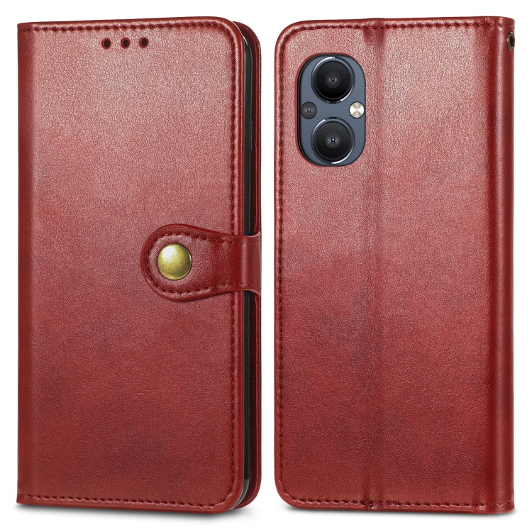 For OnePlus Nord N20 5G Solid Color Leather Buckle Phone Case