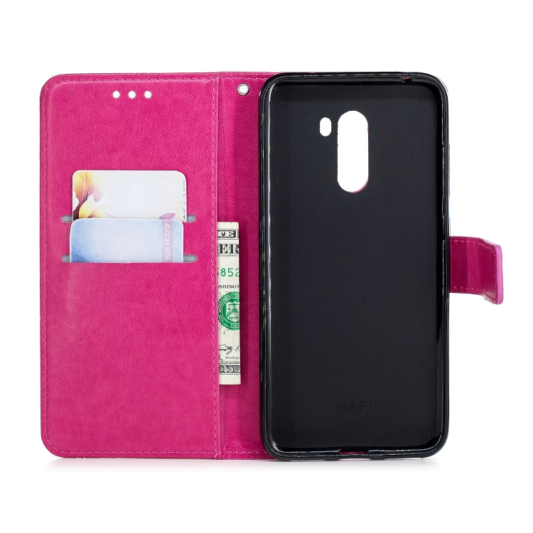 For Xiaomi POCO F1 Diamond Encrusted Butterflies Love Flowers Pattern Horizontal Flip Leather Case with Holder & Card Slots & Wallet & Lanyard